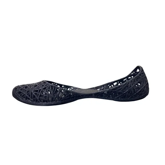 Melissa + Campana Black Jelly Flats Womens Size 7 - Picture 10 of 10